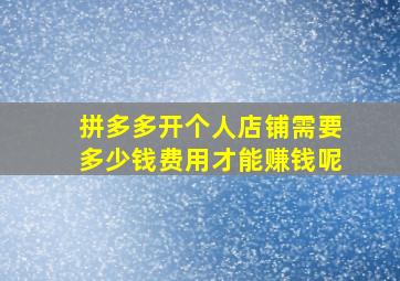 拼多多开个人店铺需要多少钱费用才能赚钱呢