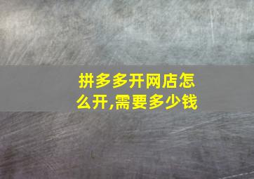 拼多多开网店怎么开,需要多少钱