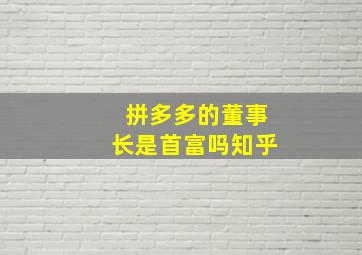 拼多多的董事长是首富吗知乎