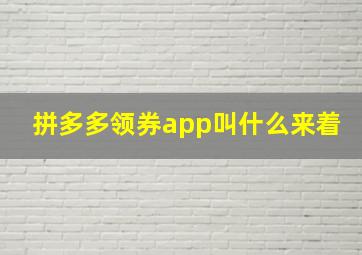 拼多多领券app叫什么来着