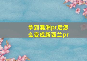 拿到澳洲pr后怎么变成新西兰pr