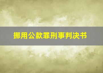 挪用公款罪刑事判决书