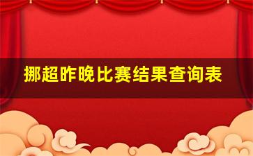 挪超昨晚比赛结果查询表