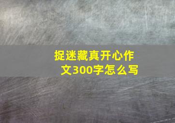 捉迷藏真开心作文300字怎么写