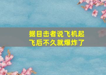 据目击者说飞机起飞后不久就爆炸了