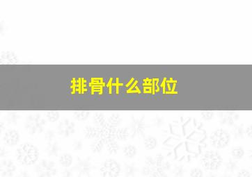 排骨什么部位