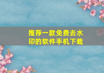 推荐一款免费去水印的软件手机下载