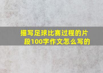 描写足球比赛过程的片段100字作文怎么写的