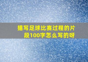 描写足球比赛过程的片段100字怎么写的呀