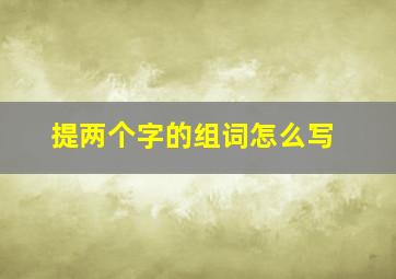 提两个字的组词怎么写