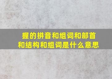 握的拼音和组词和部首和结构和组词是什么意思