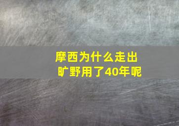 摩西为什么走出旷野用了40年呢