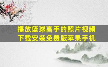 播放篮球高手的照片视频下载安装免费版苹果手机