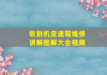 收割机变速箱维修讲解图解大全视频