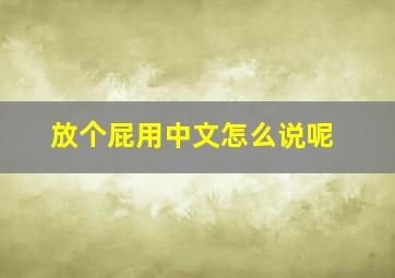 放个屁用中文怎么说呢