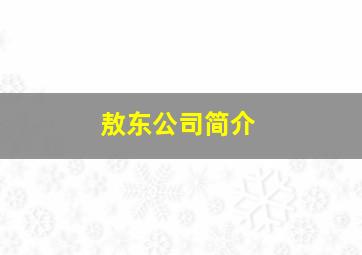 敖东公司简介