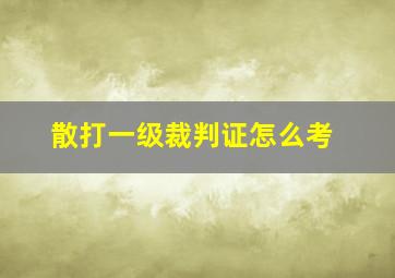 散打一级裁判证怎么考