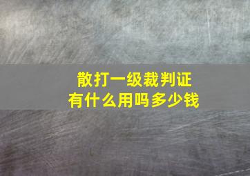 散打一级裁判证有什么用吗多少钱