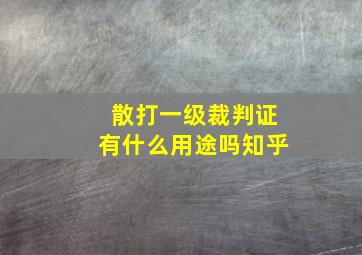 散打一级裁判证有什么用途吗知乎