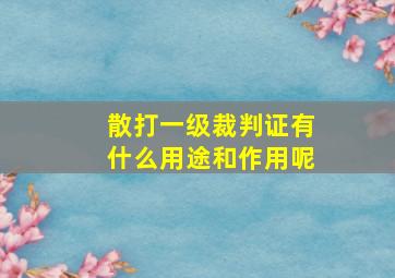 散打一级裁判证有什么用途和作用呢