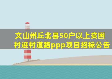 文山州丘北县50户以上贫困村进村道路ppp项目招标公告