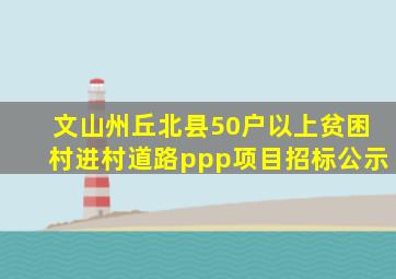 文山州丘北县50户以上贫困村进村道路ppp项目招标公示