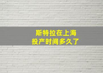 斯特拉在上海投产时间多久了