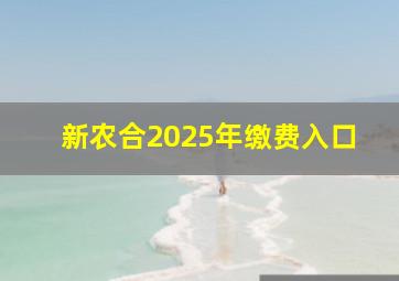 新农合2025年缴费入口