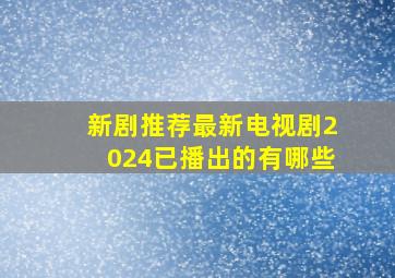 新剧推荐最新电视剧2024已播出的有哪些