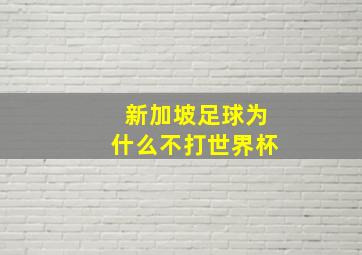 新加坡足球为什么不打世界杯