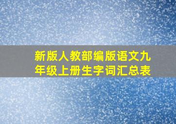 新版人教部编版语文九年级上册生字词汇总表