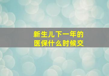 新生儿下一年的医保什么时候交