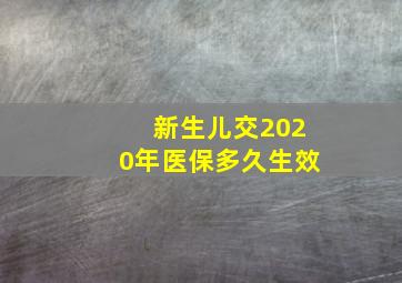 新生儿交2020年医保多久生效