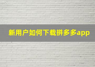 新用户如何下载拼多多app