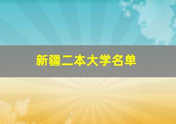 新疆二本大学名单