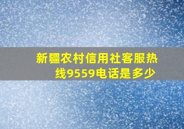 新疆农村信用社客服热线9559电话是多少