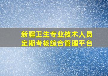 新疆卫生专业技术人员定期考核综合管理平台