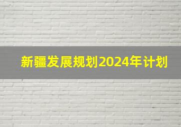 新疆发展规划2024年计划