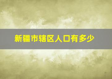 新疆市辖区人口有多少