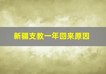 新疆支教一年回来原因