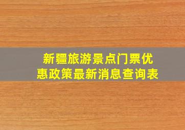 新疆旅游景点门票优惠政策最新消息查询表