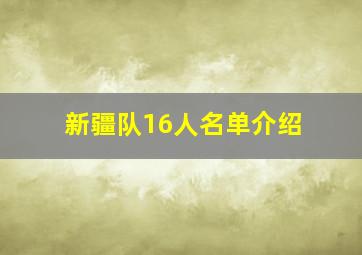 新疆队16人名单介绍