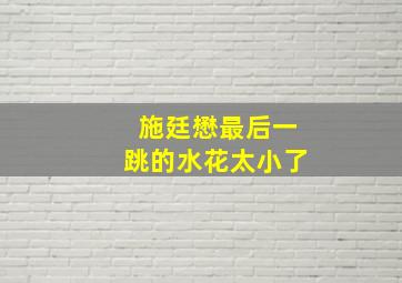 施廷懋最后一跳的水花太小了