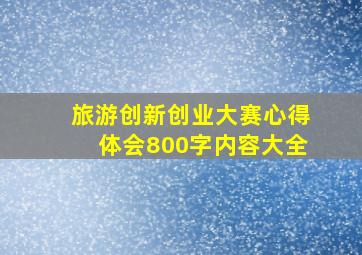 旅游创新创业大赛心得体会800字内容大全