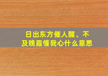 日出东方催人醒、不及晚霞懂我心什么意思