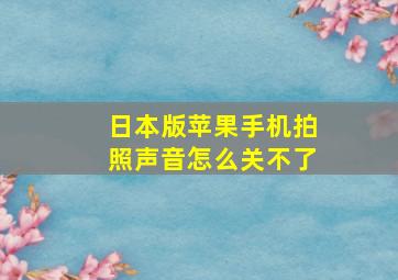 日本版苹果手机拍照声音怎么关不了