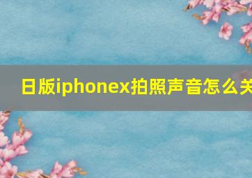 日版iphonex拍照声音怎么关