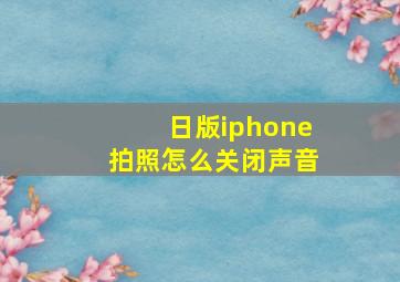 日版iphone拍照怎么关闭声音