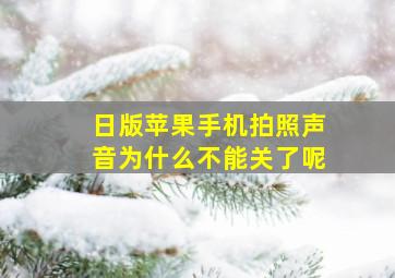 日版苹果手机拍照声音为什么不能关了呢