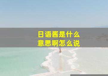 日语酱是什么意思啊怎么说